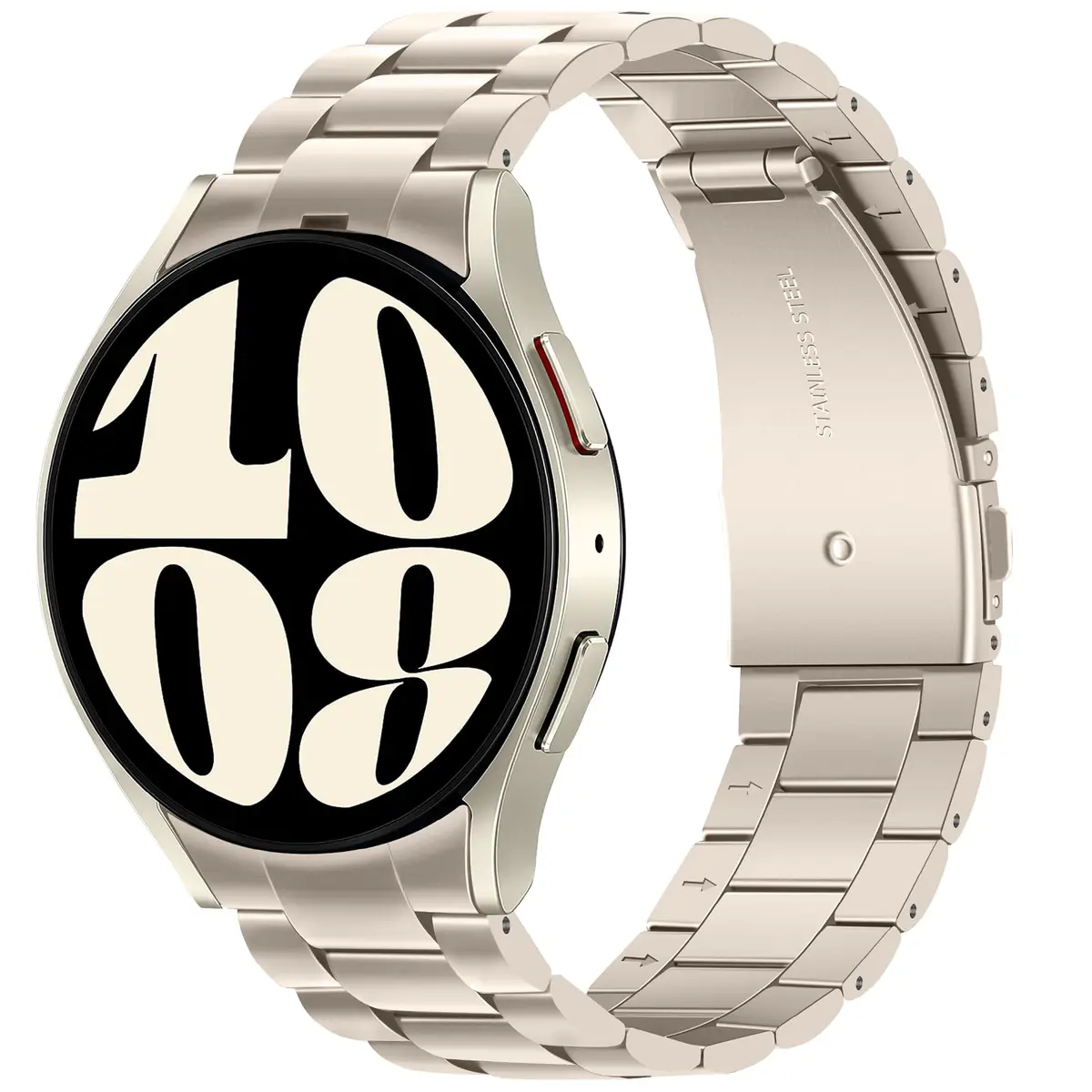 Anlinser No Gap Metal Watch Band Compatible with Samsung Galaxy Watch 7/6/5/4/FE 40mm 44mm 45mm 47mm | Stainless Steel Starlight - main product image