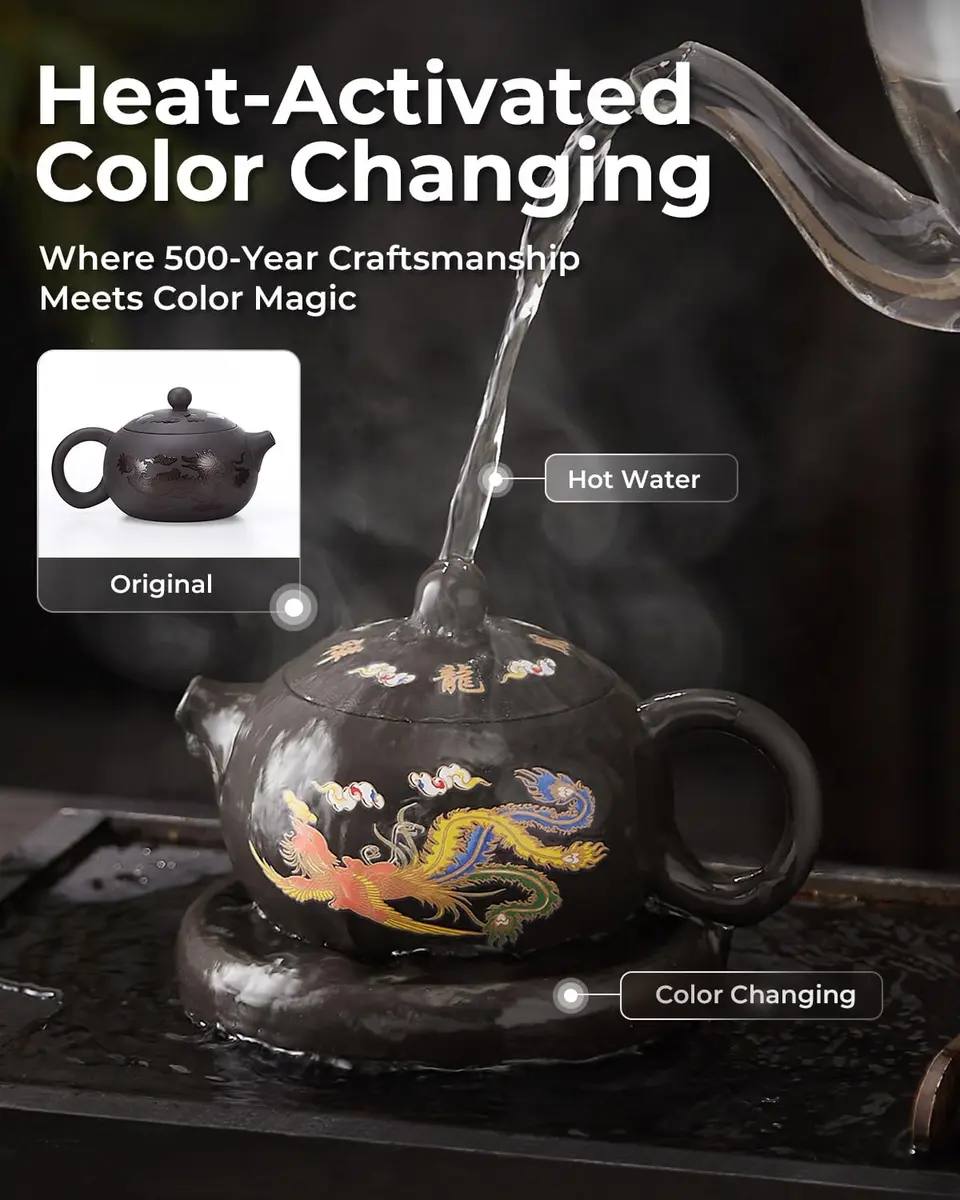 TEAVOR Handmade Color-Changing Yixing Clay Teapot 8.5oz | Enchanted Purple Clay Chinese Tea Kettle - view 2
