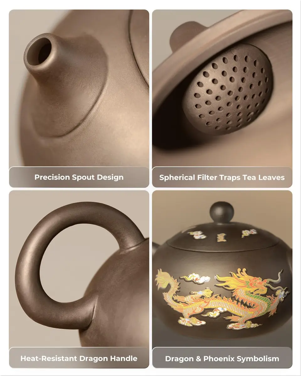 TEAVOR Handmade Color-Changing Yixing Clay Teapot 8.5oz | Enchanted Purple Clay Chinese Tea Kettle - view 4