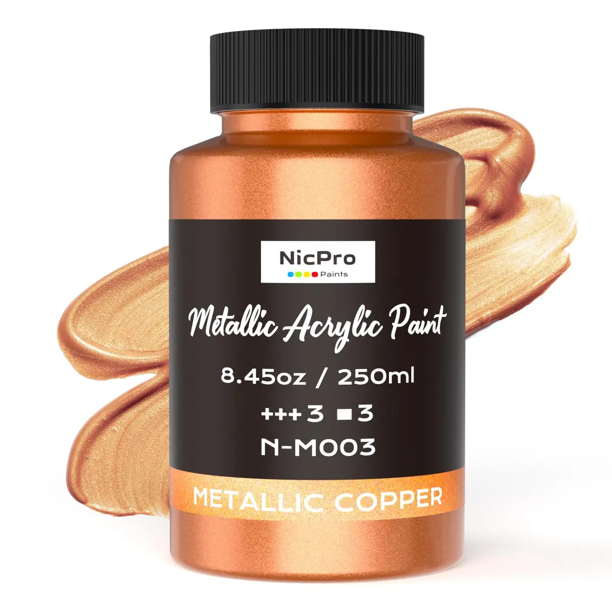 Nicpro Metallic Copper Acrylic Paint 8.45oz (250ml) | Non Toxic, Gloss Finish for Art & Crafts - main product image