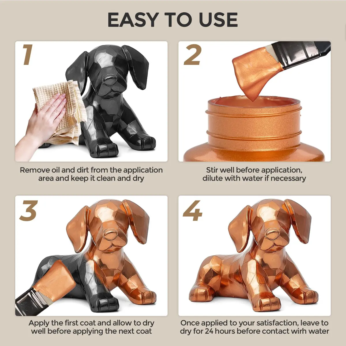 Nicpro Metallic Copper Acrylic Paint 8.45oz (250ml) | Non Toxic, Gloss Finish for Art & Crafts - view 7
