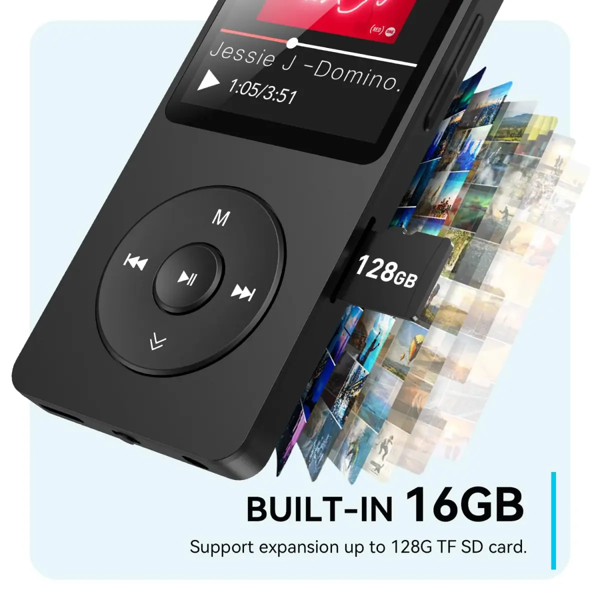 AGPTEK A02 MP3 Player 64GB (1.8 inch Screen) | Bluetooth 5.3 Music Player with Speaker & FM Radio - view 4