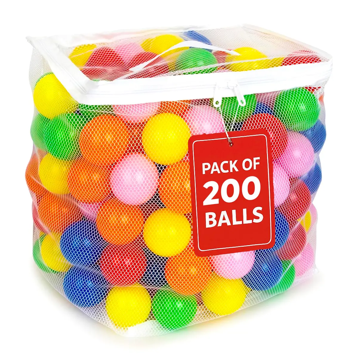 MW SPORTS Plastic Play Balls for Kids & Toddlers | Bright Colors, 2.3 inch Diameter, Safe & Durable (200 Balls) - main product image