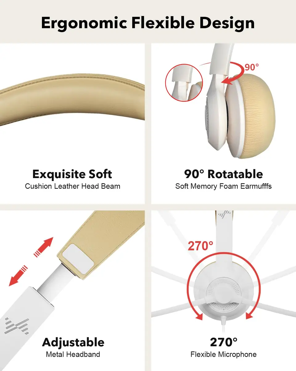 JIAMQISHI USB Headset with Microphone for PC | Noise Cancelling Mic & All-Day Comfort - view 4