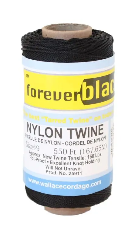 #9 X 550' Forever Black Tarred Twisted Nylon Twine 1/4 lb | Weather-Resistant, Heavy Duty Nylon Cord - main product image
