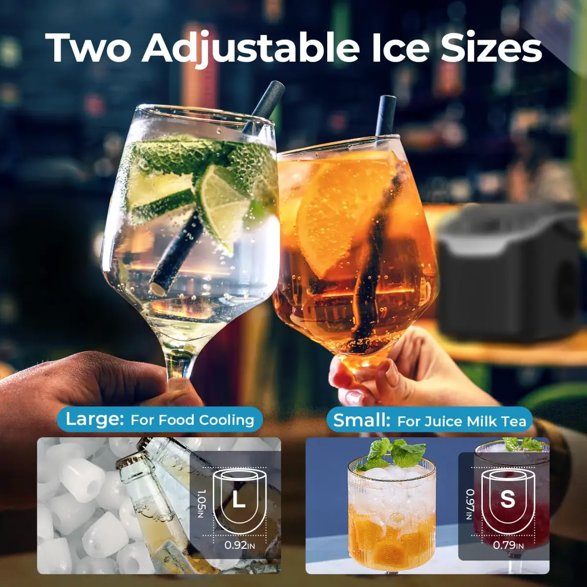 Antarctic Star Countertop Ice Maker Machine, 26 Lbs/Day, 8.7"W x 10.4"D x 11.2"H Black | Fast Bullet Ice in 6 Minutes - view 5