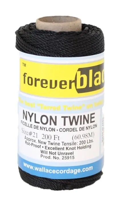 #21 X 200' Forever Black Tarred Twisted Nylon Twine 1/4 lb | Weather-Resistant, Heavy Duty Nylon Cord - main product image