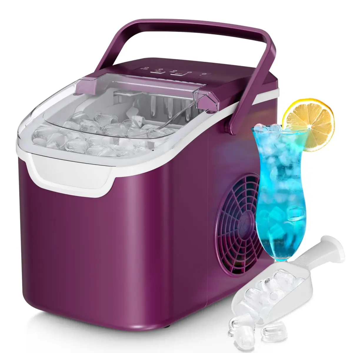 Antarctic Star Portable Countertop Ice Maker Machine 26lb/Day Bullet Ice | 8 Cubes in 6 Mins, Dark Purple - main product image