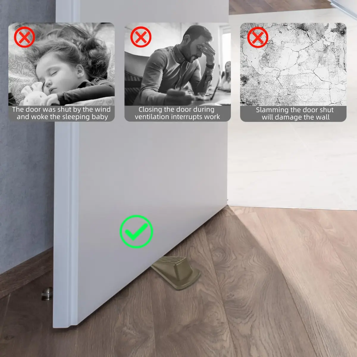 JZWBLILY Premium Rubber Door Stopper Wedge 3.1 cm (1.2") | Keeps Doors Securely Open - view 6