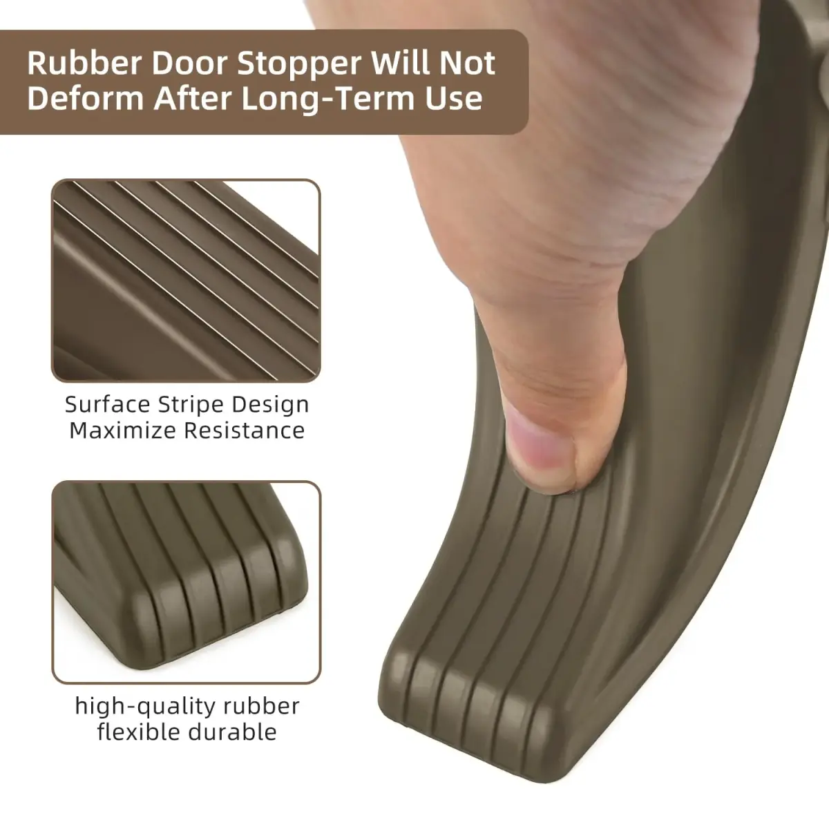 JZWBLILY Premium Rubber Door Stopper Wedge 3.1 cm (1.2") | Keeps Doors Securely Open - view 3