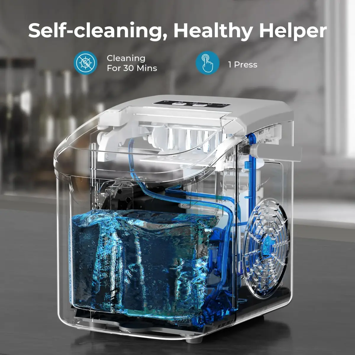 Antarctic Star Countertop Ice Maker Machine 26 lbs/day, Grey | Fast 6-Min Bullet Ice - view 5
