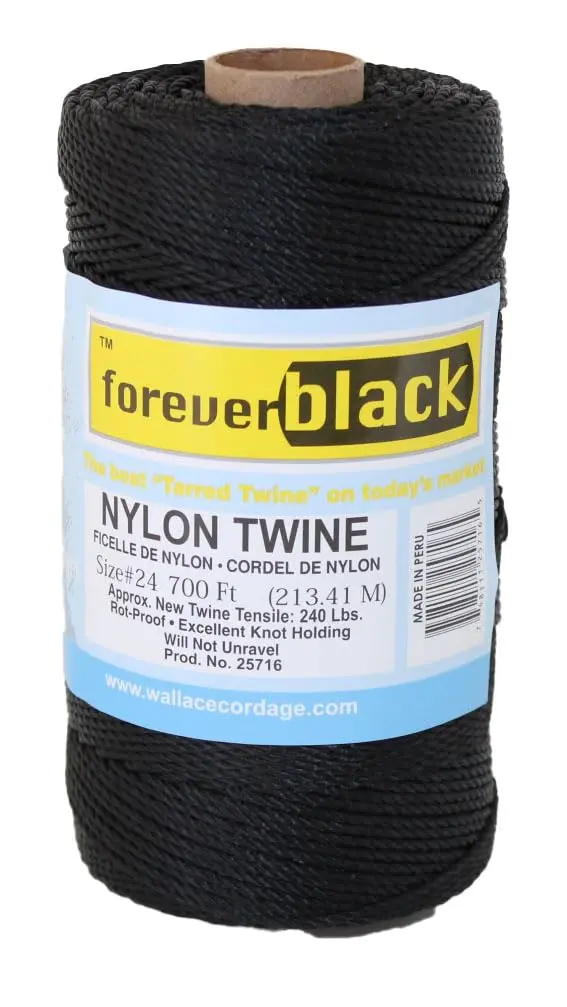 #24 X 175' Forever Black Tarred Twisted Nylon Twine 1/4 lb | Weather-Resistant & Heavy Duty Nylon Cord - main product image