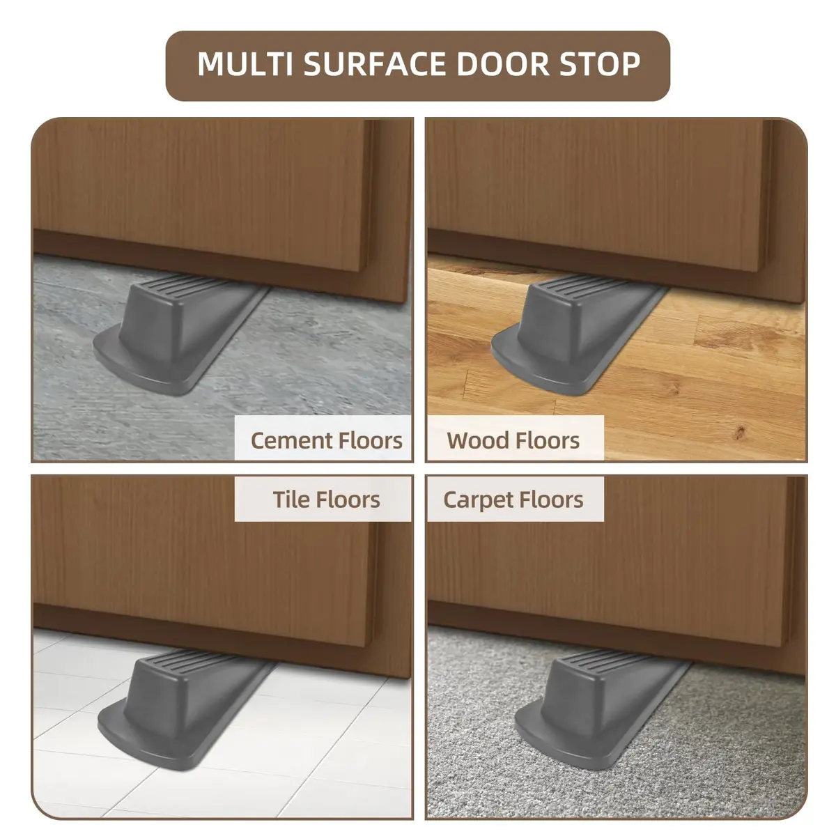 JZWBLILY Gray Rubber Door Stopper Wedge, 2 Pack | Fits Doors Up to 1.2" Clearance - view 5