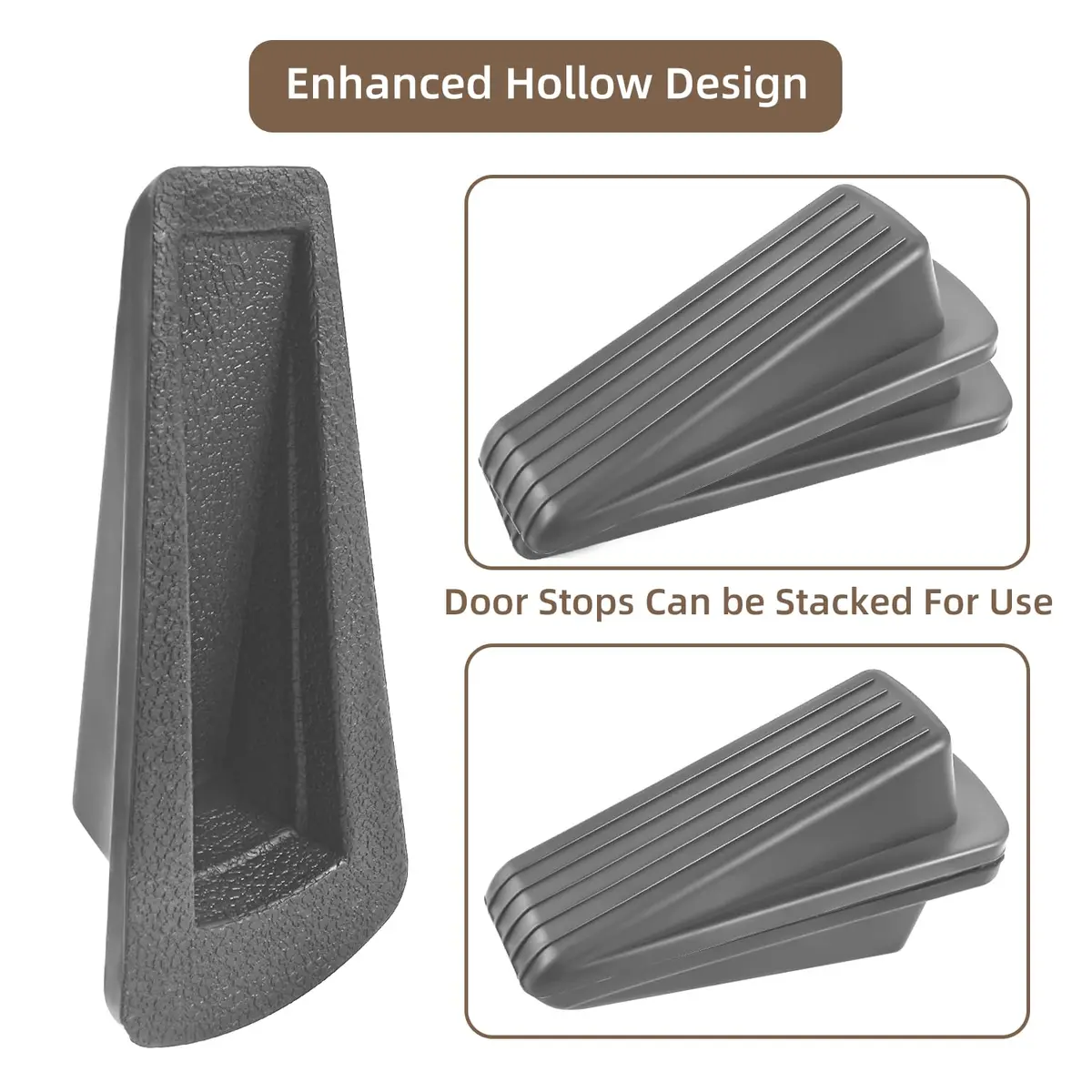 JZWBLILY Gray Rubber Door Stopper Wedge, 2 Pack | Fits Doors Up to 1.2" Clearance - view 4
