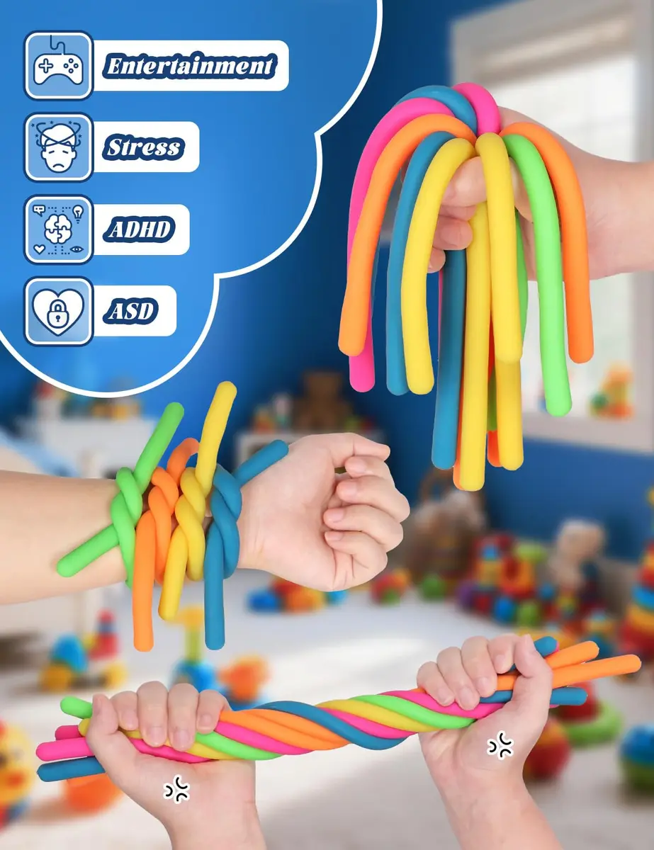 Diltik 10 Pack Stretchy Sensory Strings 11 inches (27.9 cm) | ASTM-Tested Non-Toxic TPR Fidget Toys for Kids Ages 3+ - view 7