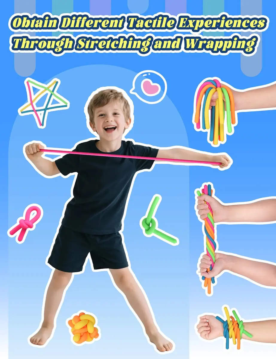 Diltik 10 Pack Stretchy Sensory Strings 11 inches (27.9 cm) | ASTM-Tested Non-Toxic TPR Fidget Toys for Kids Ages 3+ - view 2