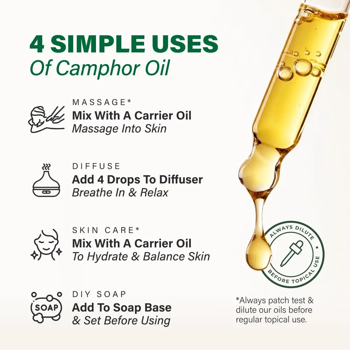 KUKKA Camphor Essential Oil 118ml (4 Fl Oz) | Pure, Undiluted, Cooling Scent for Skin, Diffuser, Muscle Relief - view 5
