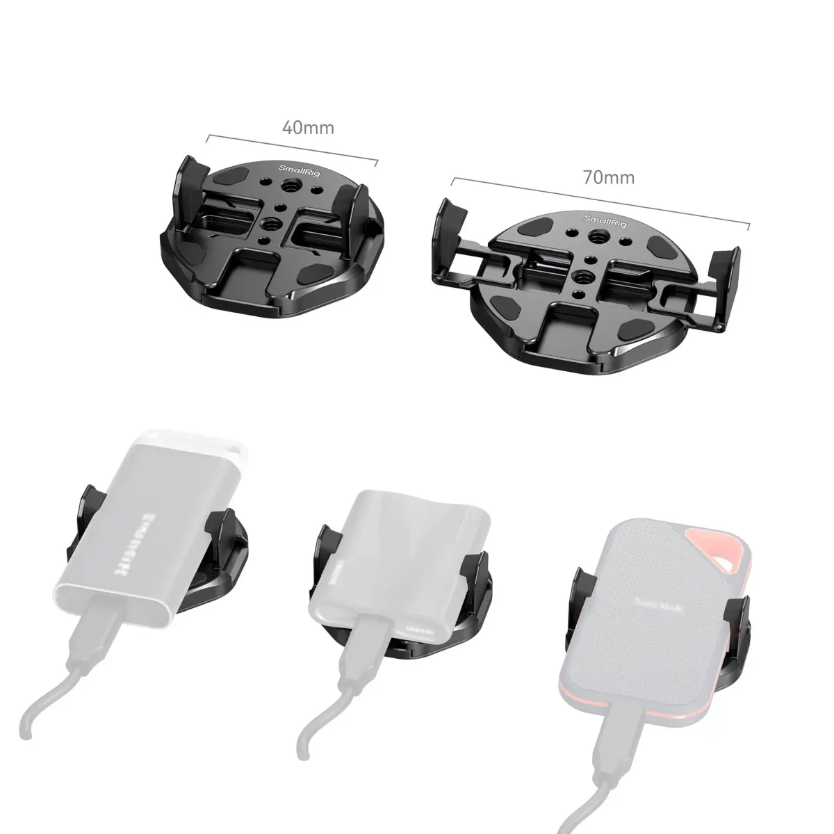 SMALLRIG SSD Magnetic Mount Bracket for MagSafe - 5157 | 45-70mm Clamp, 1/4"-20 Threads & Cold Shoe, Holds for Samsung T3/T5/SanDisk SSD, MagSafe - view 7