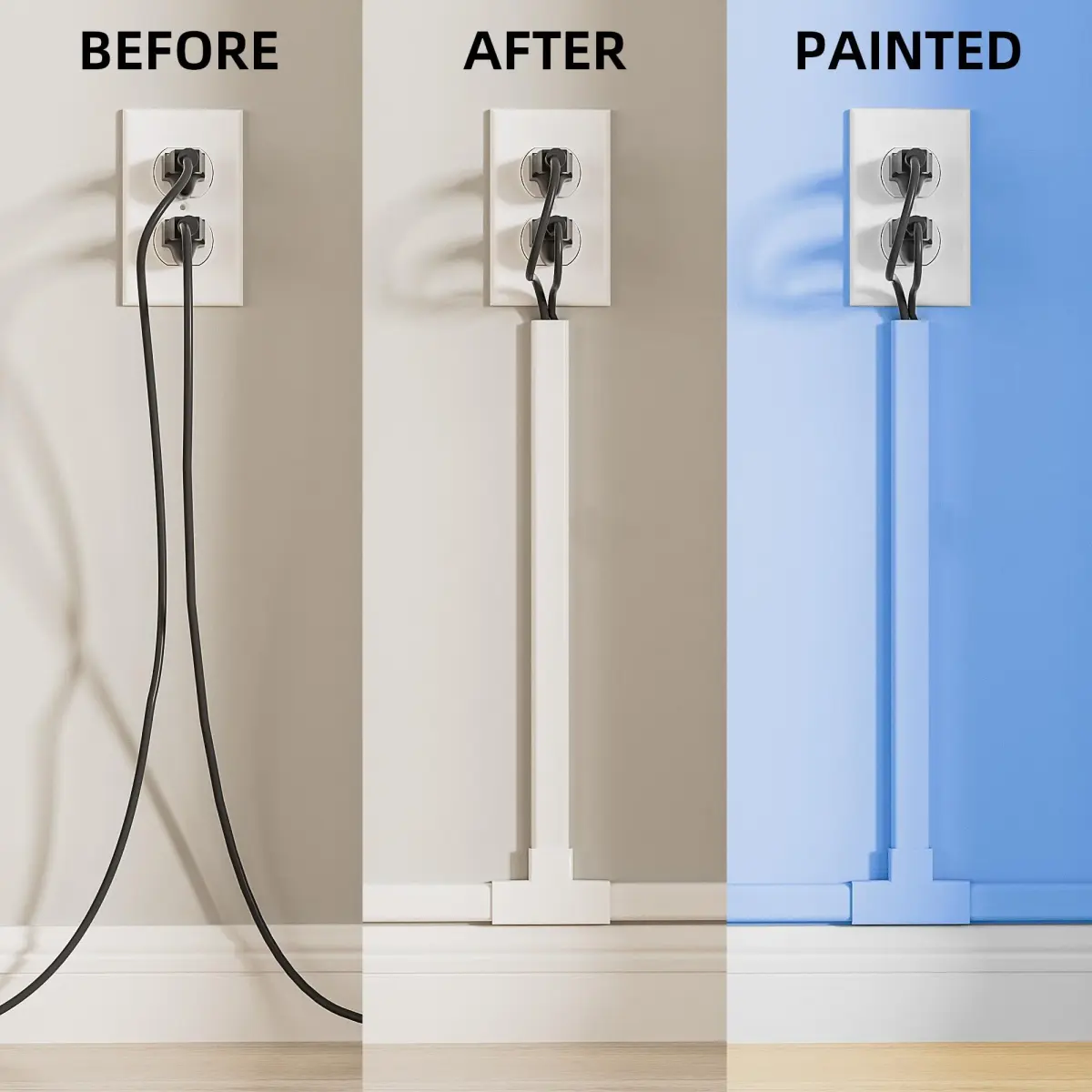 Delamu White Cable Raceways Kit 325cm (142in) | Paintable Cord Hider for Wall Mounted TVs - view 5
