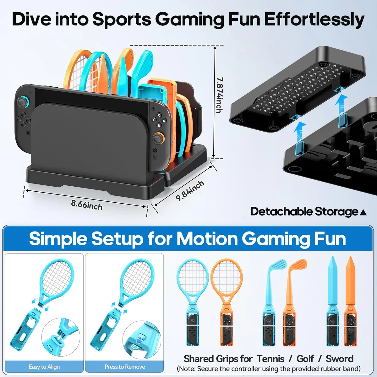 Tokluck Switch 1/2 Sports Accessories Bundle with Organizer Station | Compatible with Nintendo Switch Console & Joy-con, Storage & Organizer - view 5