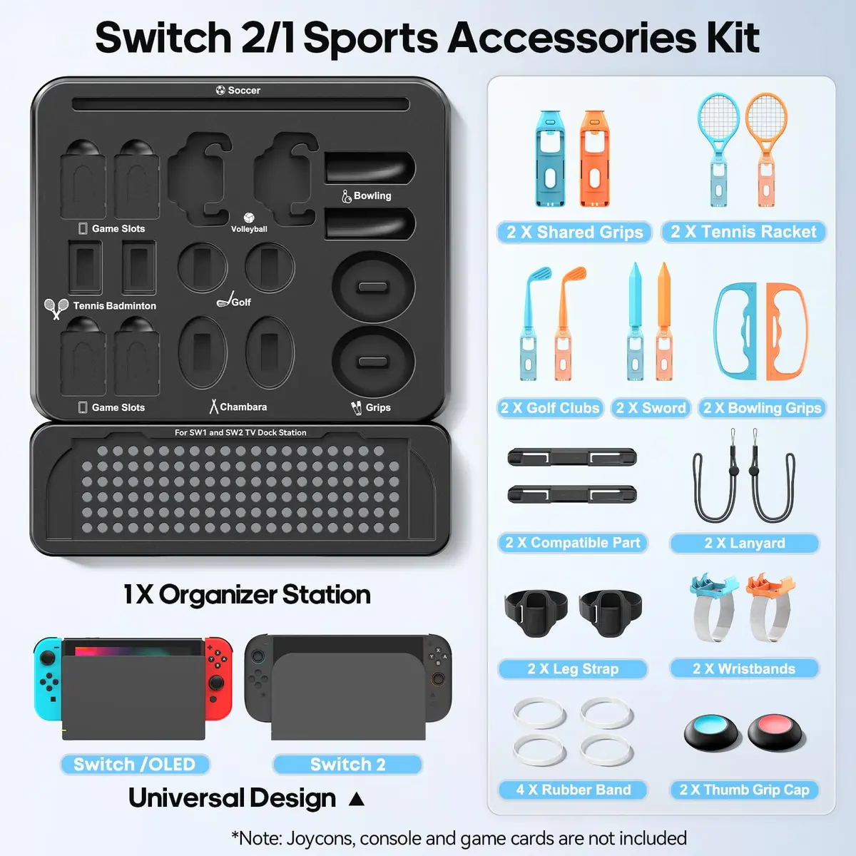 Tokluck Switch 1/2 Sports Accessories Bundle with Organizer Station | Compatible with Nintendo Switch Console & Joy-con, Storage & Organizer - view 3