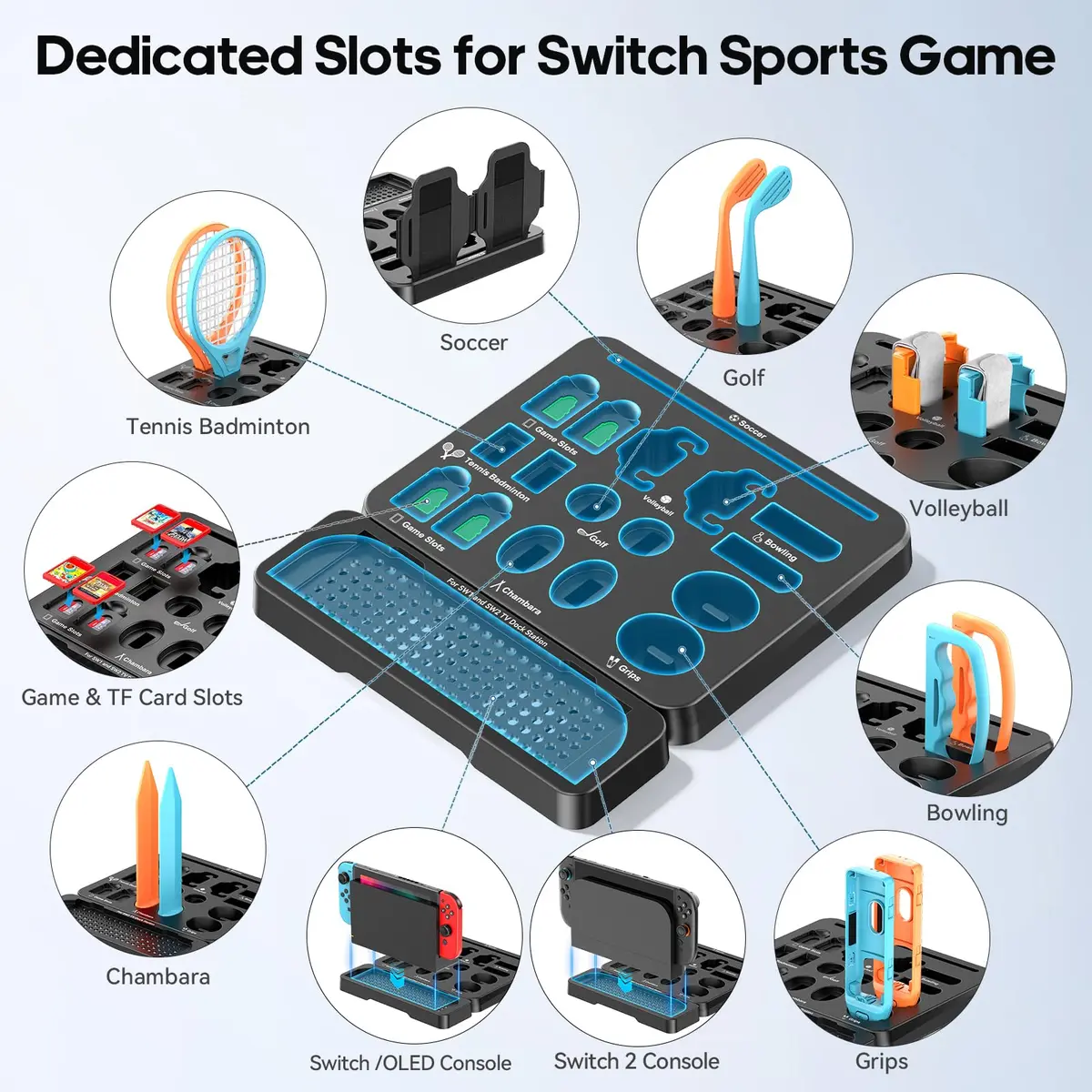 Tokluck Switch 1/2 Sports Accessories Bundle with Organizer Station | Compatible with Nintendo Switch Console & Joy-con, Storage & Organizer - view 4