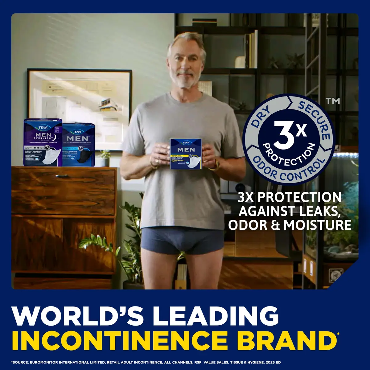 TENA Men Overnight Guards Incontinence Pads 30 ct | 8-Hour Protection for Men - view 3