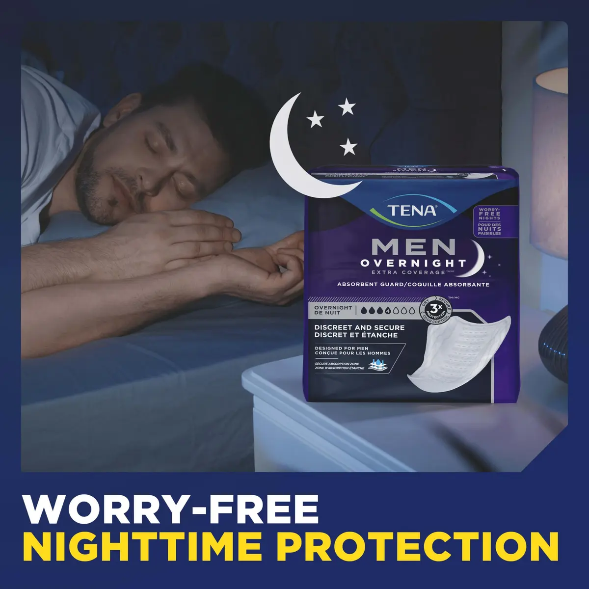 TENA Men Overnight Guards Incontinence Pads 30 ct | 8-Hour Protection for Men - view 4