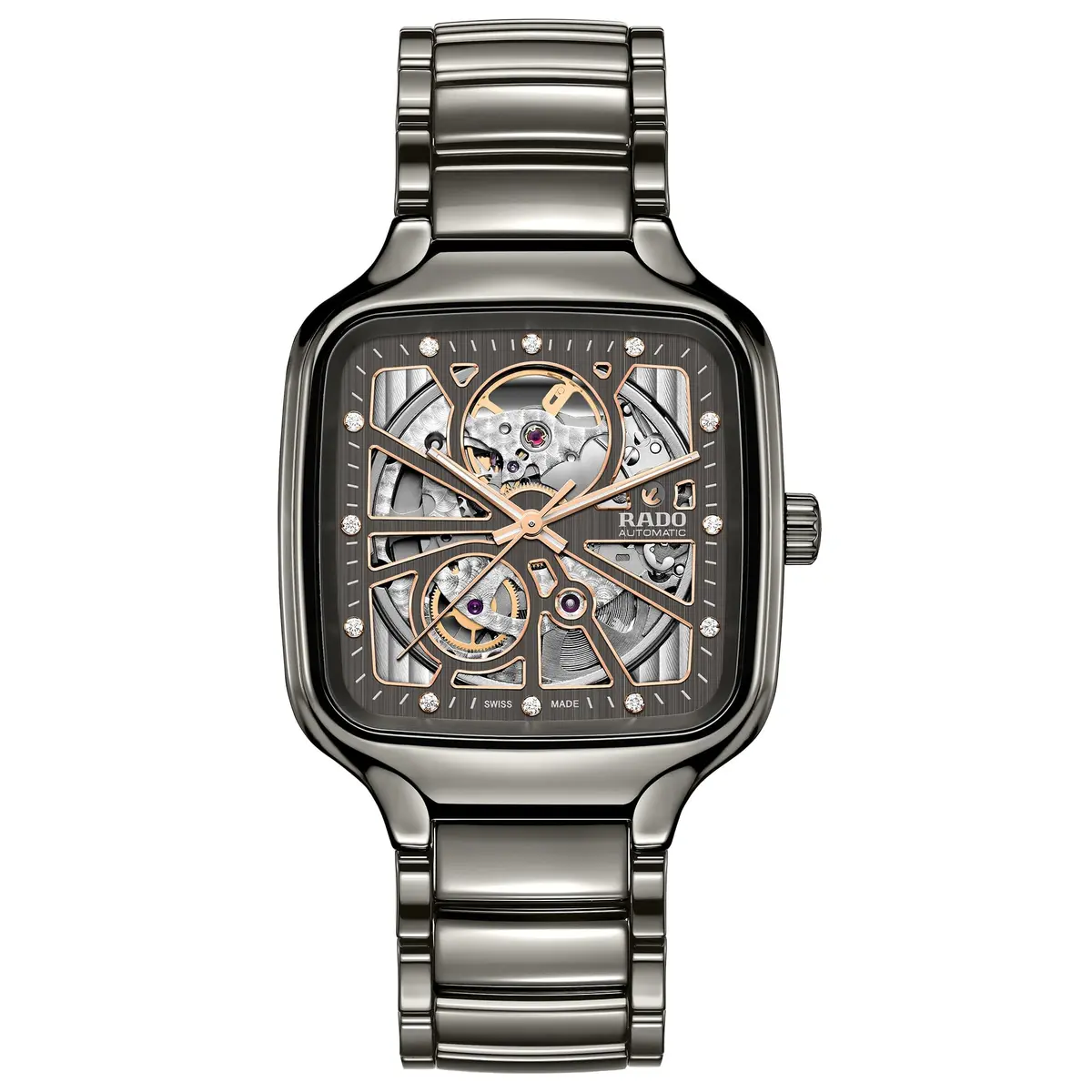 Rado True Square Automatic Swiss Watch 38mm Black Dial | Unisex Luxury Ceramic - main product image