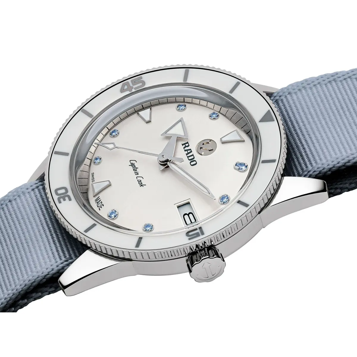 Rado Captain Cook Women's Automatic Swiss Watch 37mm White Dial with Date Grey Stainless Steel Bracelet - view 4