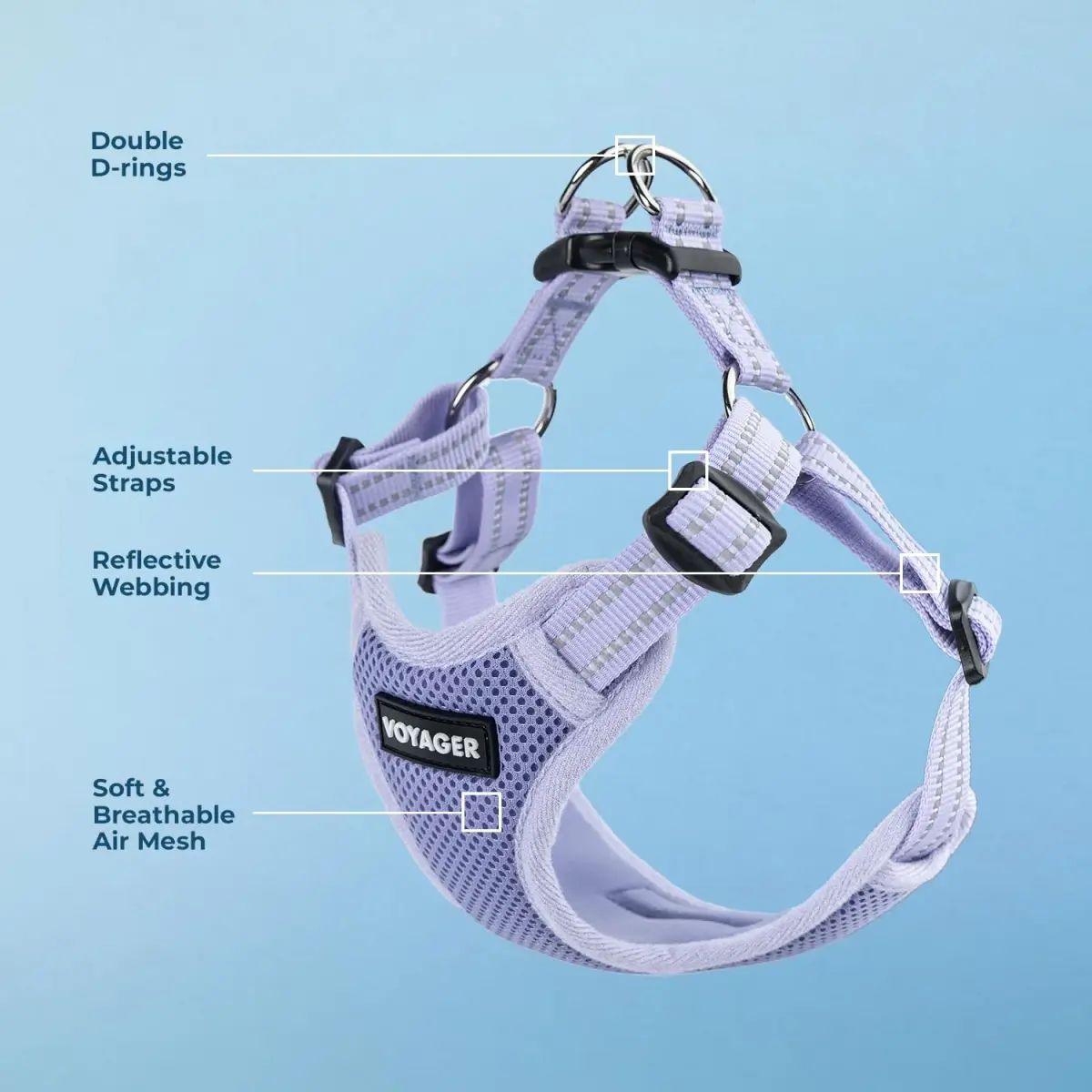 Voyager Step-in Flex Adjustable Dog Harness - Lavender, Small | Breathable Air Mesh, 3M Reflective, No-Pull Design - view 3