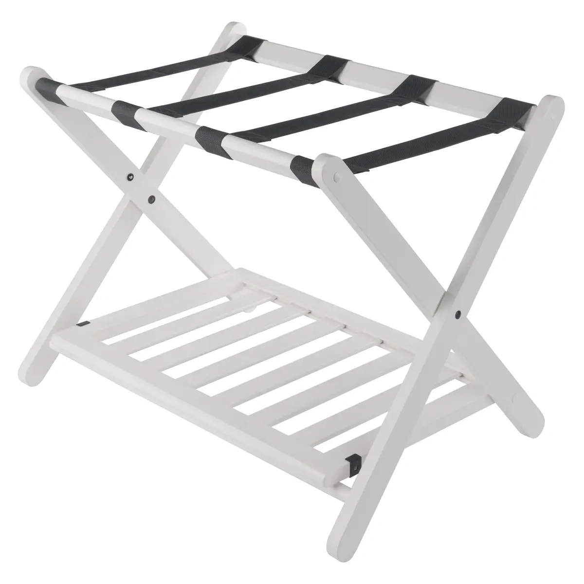 Winsome Reese Luggage Rack with Shelf | Foldable Solid Wood Guest Room Organizer - main product image