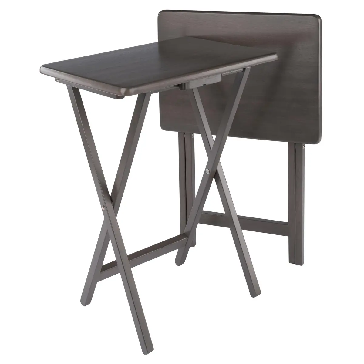 Winsome Alex Set of 2 Foldable Snack Tables, Oyster Gray | Space-Saving, Durable & Elegant - main product image