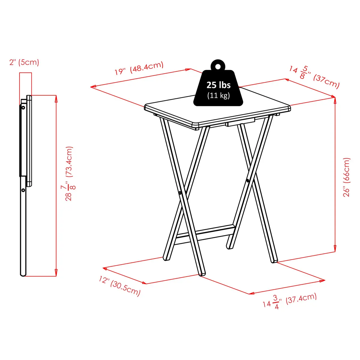 Winsome Alex Set of 2 Foldable Snack Tables, Oyster Gray | Space-Saving, Durable & Elegant - view 6
