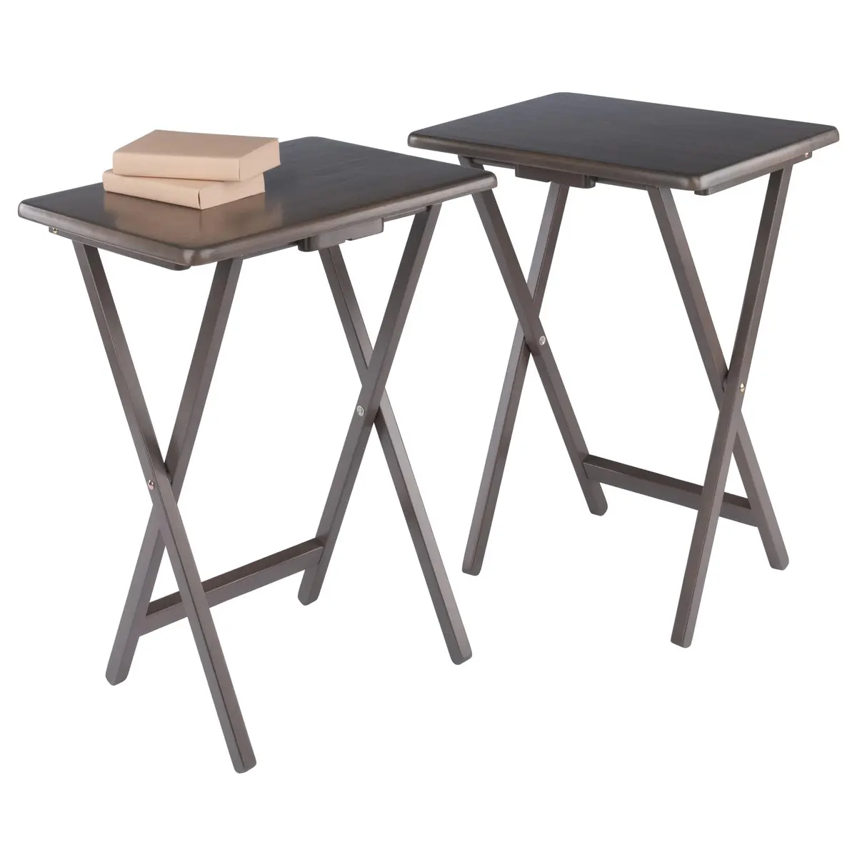 Winsome Alex Set of 2 Foldable Snack Tables, Oyster Gray | Space-Saving, Durable & Elegant - view 2
