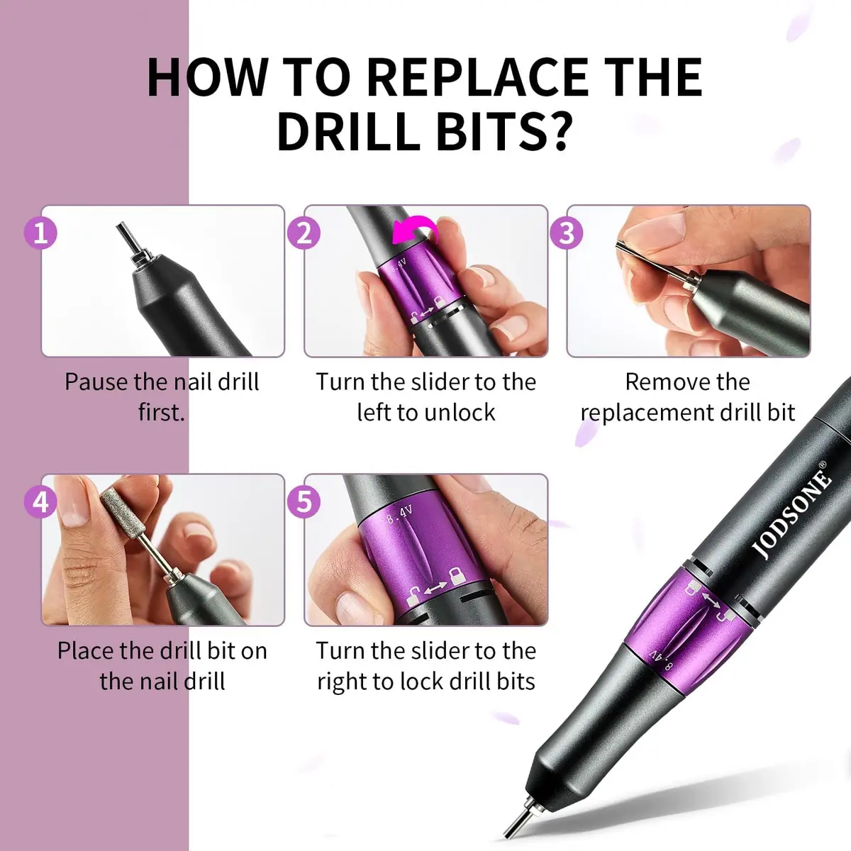 JODSONE Rechargeable Nail Drill 45000 RPM | Low Noise Portable for Home & Salon - view 6