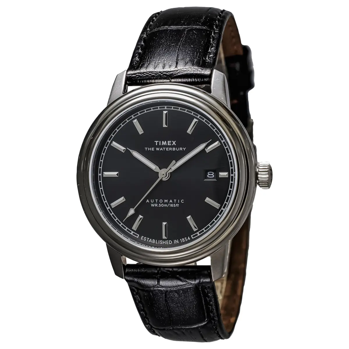 Timex Waterbury Automatic Watch 41mm | Water Resistant to 5 ATM, Mineral Glass, Black Dial, Stainless Steel - main product image
