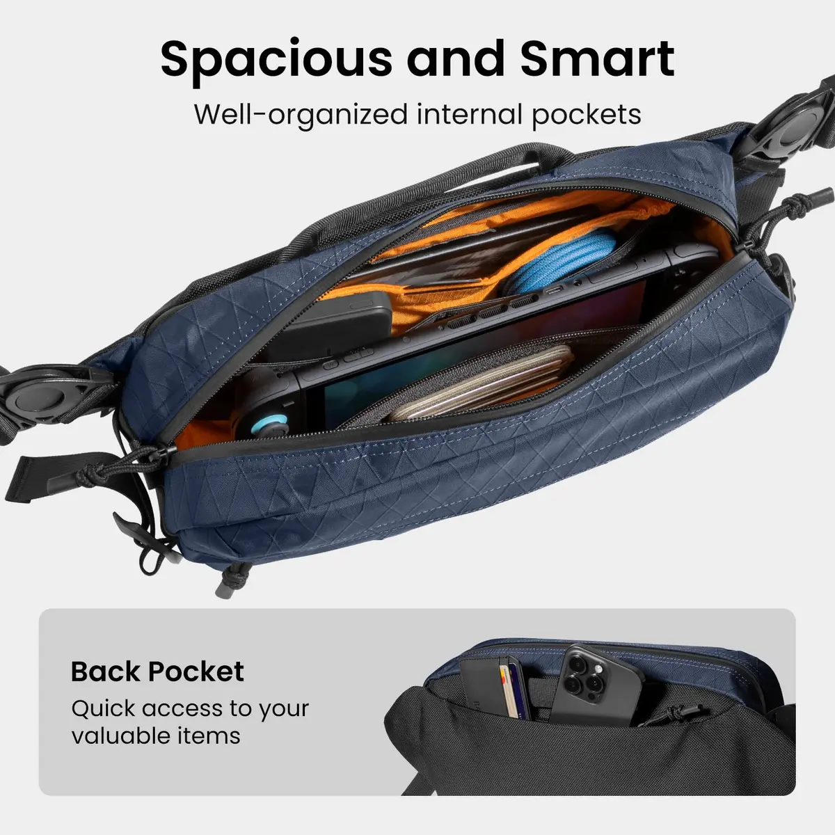tomtoc 5.5L X-Pac Sling Crossbody Bag for Nintendo Switch 2/ROG Xbox Ally X | Waterproof Urban Travel Companion - view 3