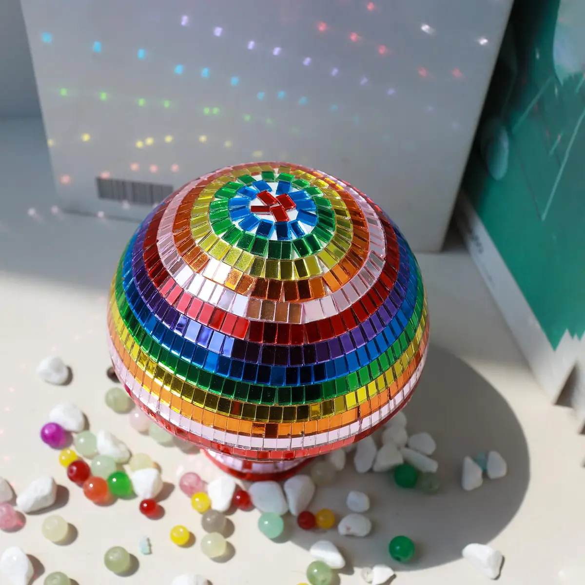 TUCAI Creative Disco Mushroom Ornament for Party, Table Decor Mirror Retro Handmade Disco Ball Mushroom Shape Home Art Decorations | Unique Rainbow Home Decor - view 5
