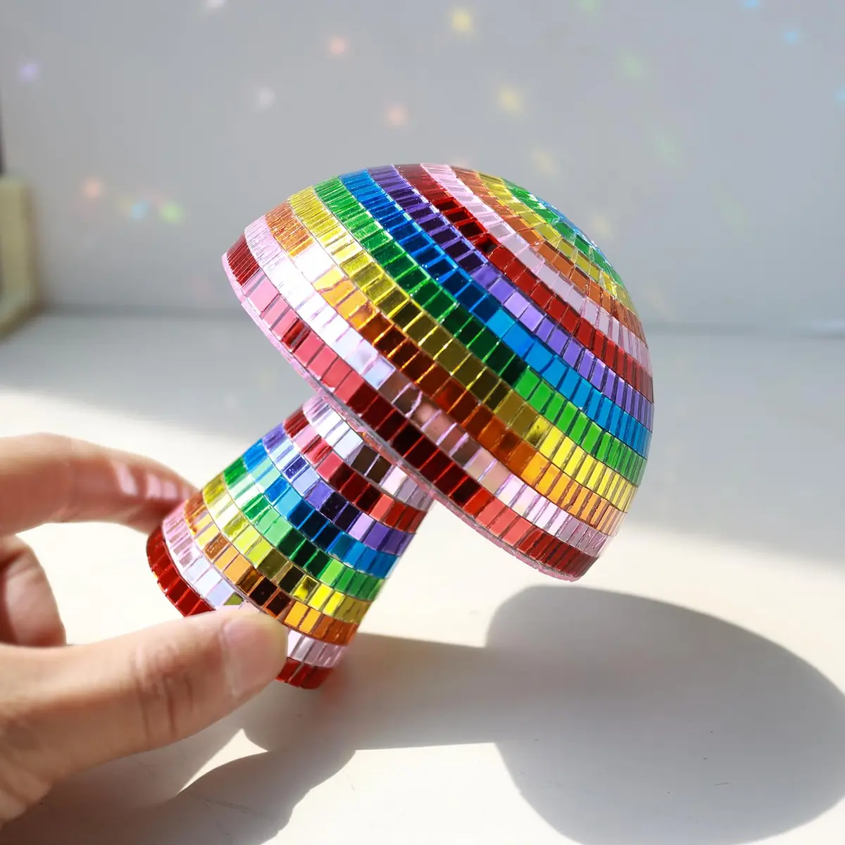 TUCAI Creative Disco Mushroom Ornament for Party, Table Decor Mirror Retro Handmade Disco Ball Mushroom Shape Home Art Decorations | Unique Rainbow Home Decor - view 3