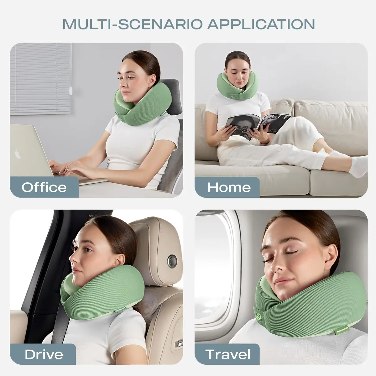 Skechers Memory Foam Neck Pillow | Breathable & Ergonomic Travel Support for Men & Women, Green - view 7