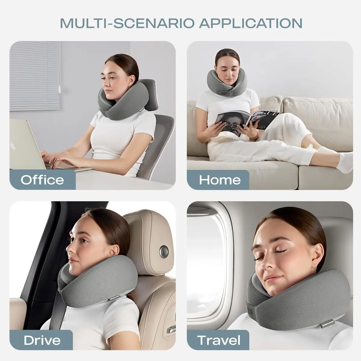 Skechers Memory Foam Neck Pillow Grey | Breathable & Ergonomic Travel Support - view 7