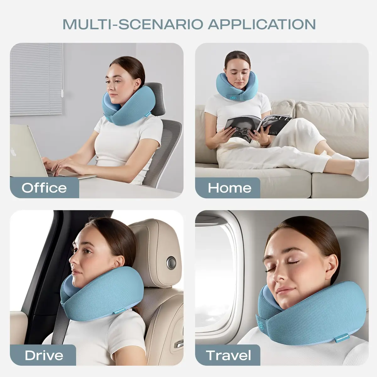 Skechers Memory Foam Neck Pillow Light Blue | Ergonomic Design for Travel, Car, Home & Office Use - view 6