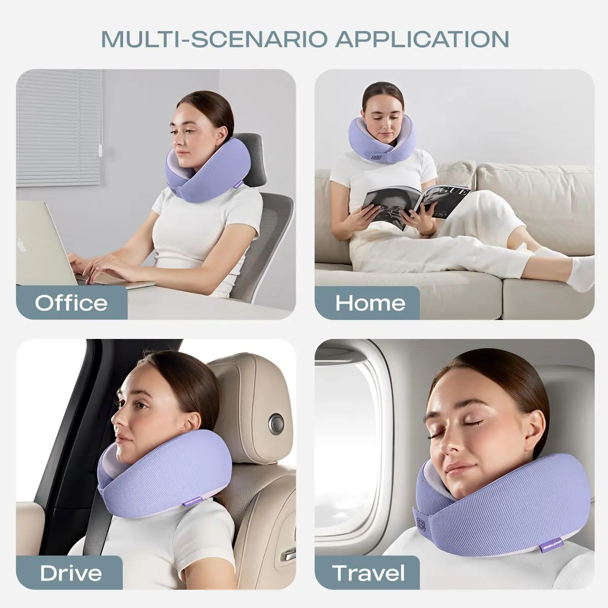 Skechers Memory Foam Neck Pillow Purple | Comfortable & Breathable Travel Pillow for Travel, Car Rides, Home, and Office Use - view 7