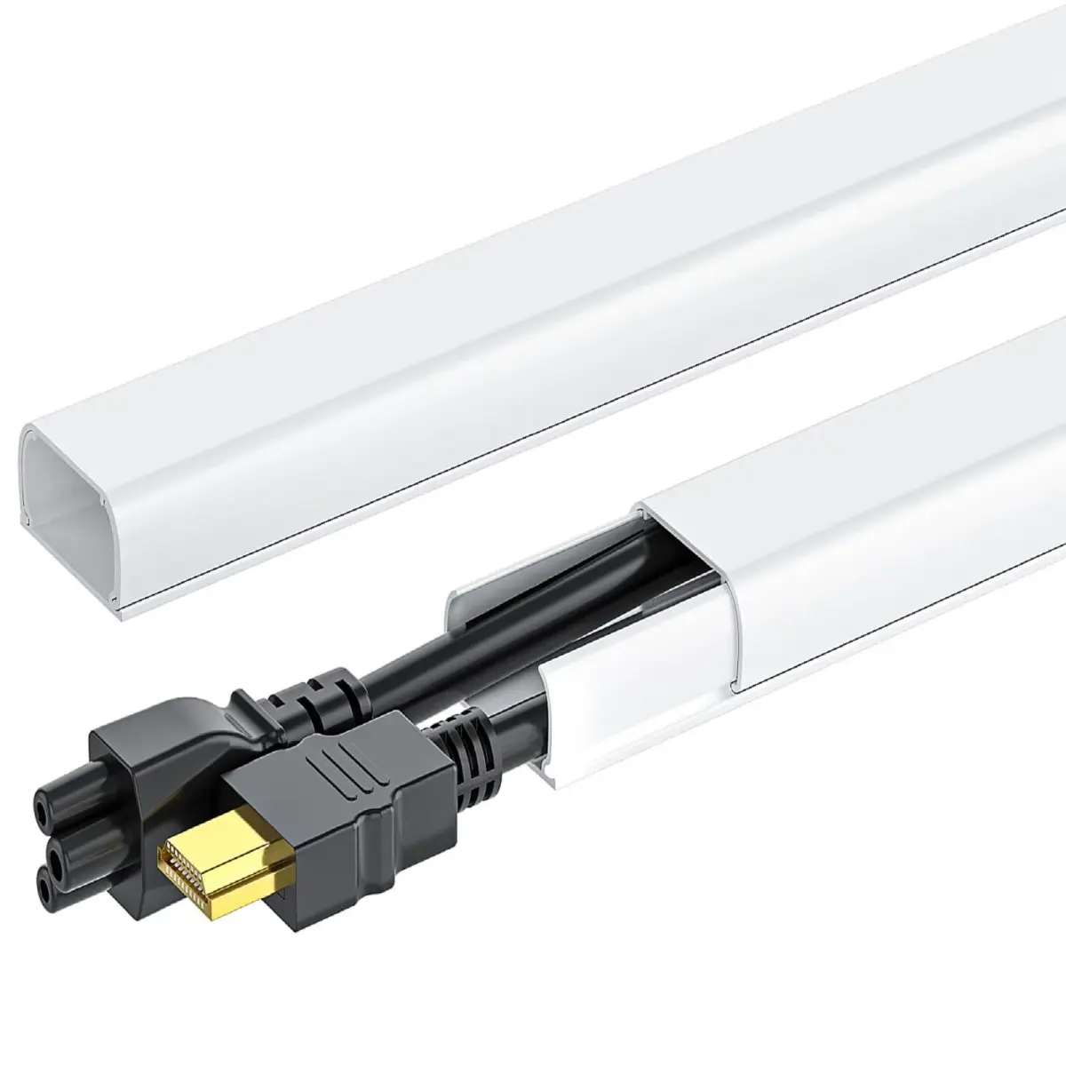Yecaye White Cord Management Cover 142in (360.7cm) | Conceals 2-3 Cables on Walls - main product image