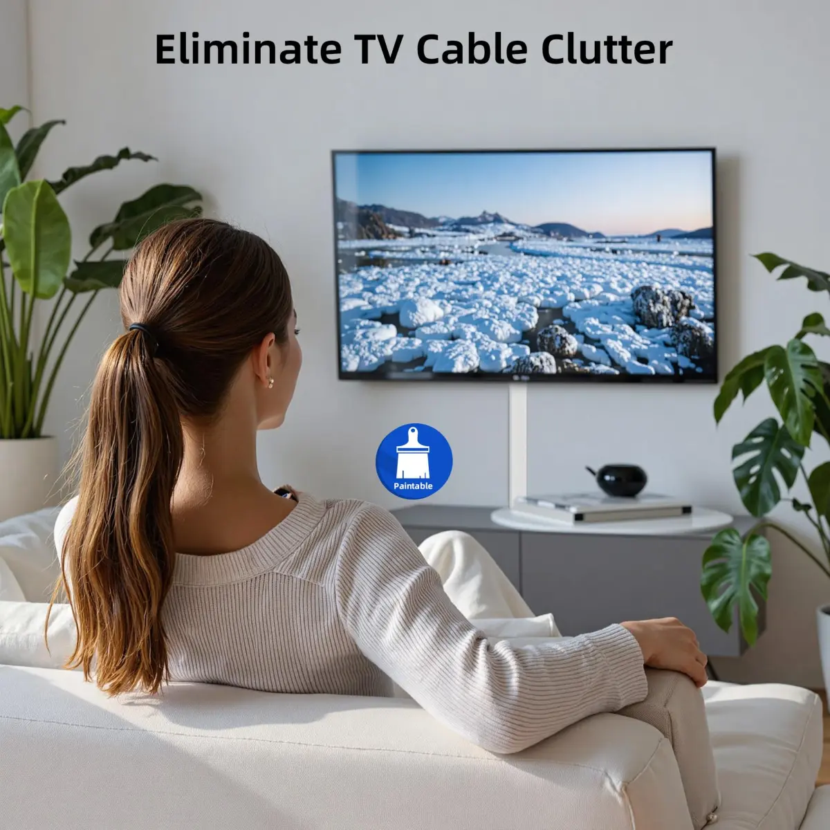 Delamu Large 142in White Cable Raceway Kit | Accommodates 3-4 Cables, Paintable & Cuttable for Wall Mounting - view 7