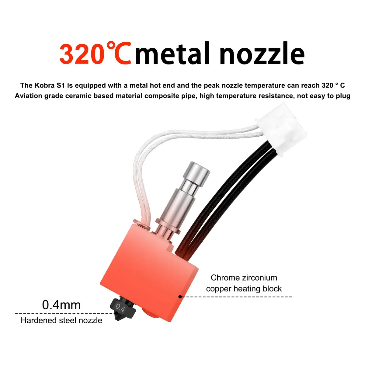 SeulQirw Kobra S1/S1 Combo 3D Printer Hotend Kit 0.4mm | Compatible with ANYCUBIC S1/S1C (70-120c) - view 8