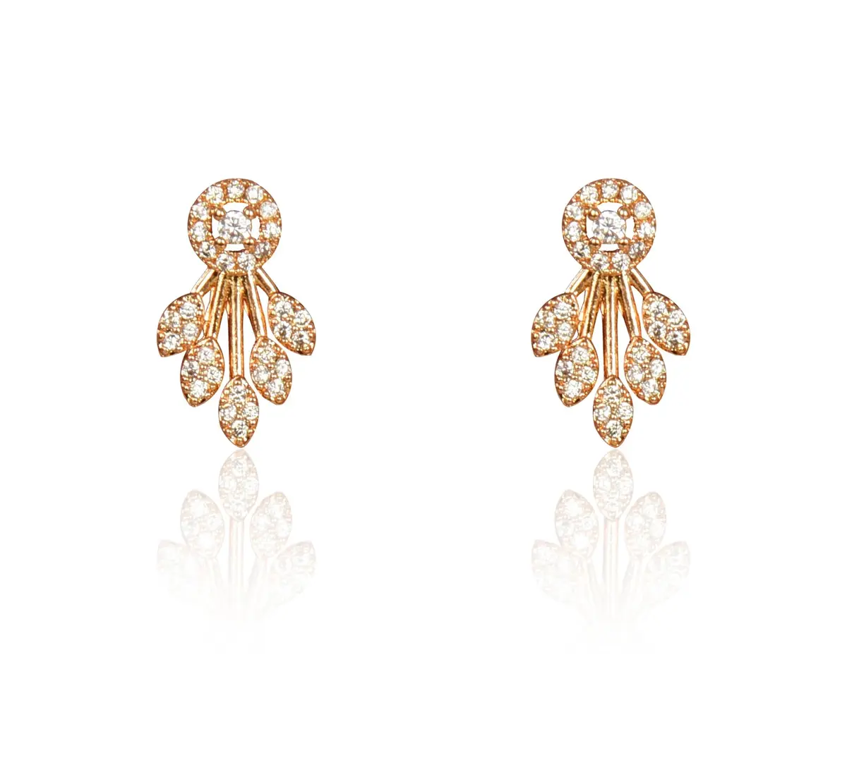 Nilu's Collection Jewelry Set Rose Gold/Silver Plated | American Diamond Stones | Anti Tarnish | Perfect for Weddings & Occasions (Large) - view 7
