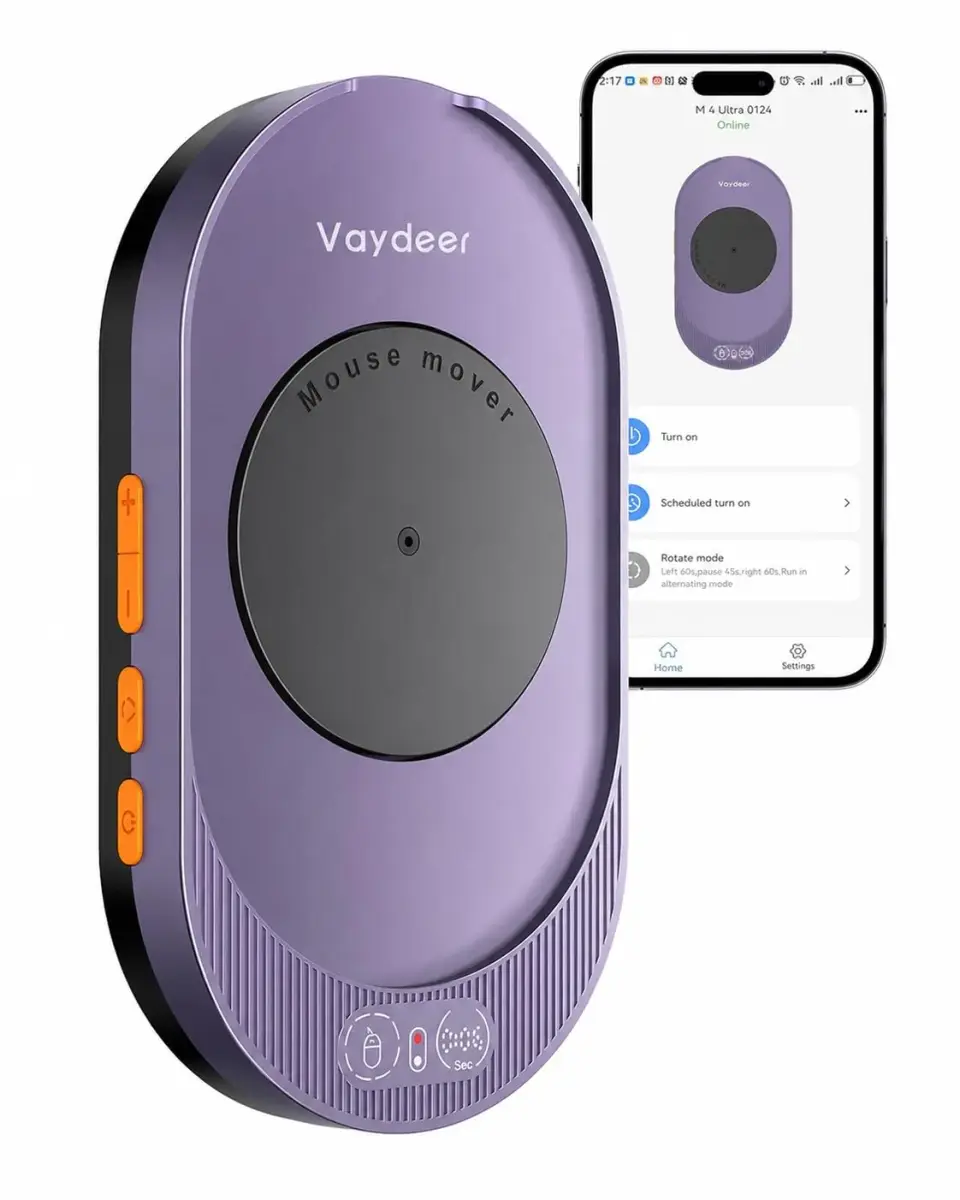 Vaydeer M4 Ultra Mouse Jiggler: Dark Purple, App + Button Control - Keeps PC Active - main product image