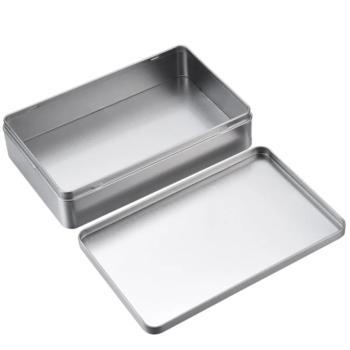 Hotop Silver Metal Tins with Lid Storage Box 215mm (8.5 Inch) | 8 Pack Classic Rectangular Containers - view 7